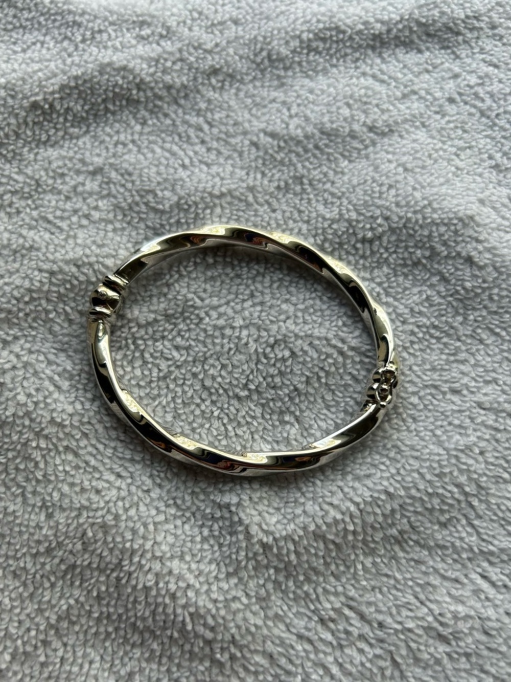 925 EURS Sterling Silver Rhodium Plated Twisted Cable Bangle Bracelet